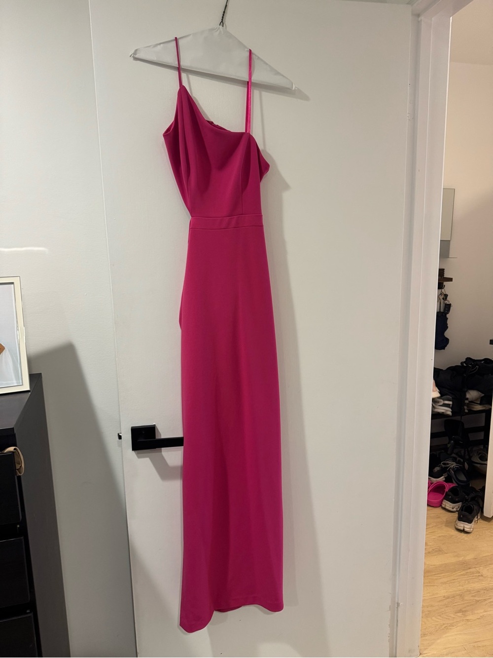 Aidan Mattox Fuchsia Spaghetti-Strap Maxi Gown